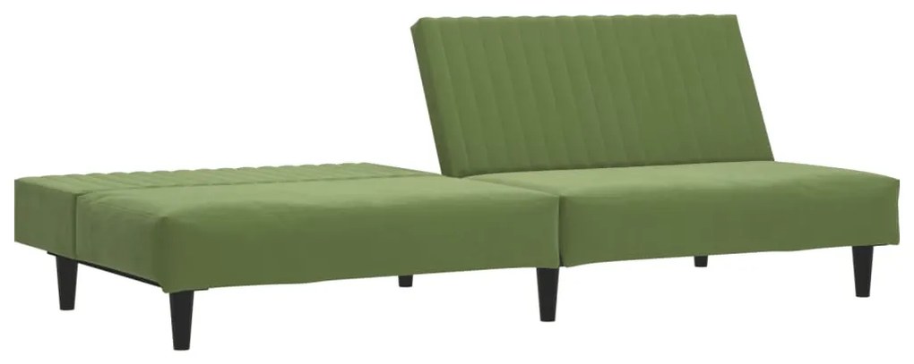 Sofá-cama de 2 lugares veludo verde-claro