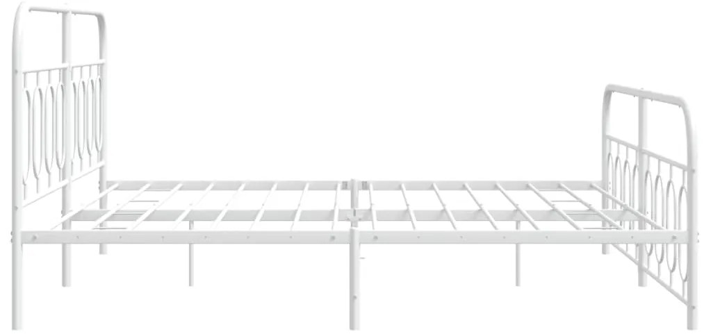 Estrutura de cama com cabeceira e pés 193x203 cm metal branco