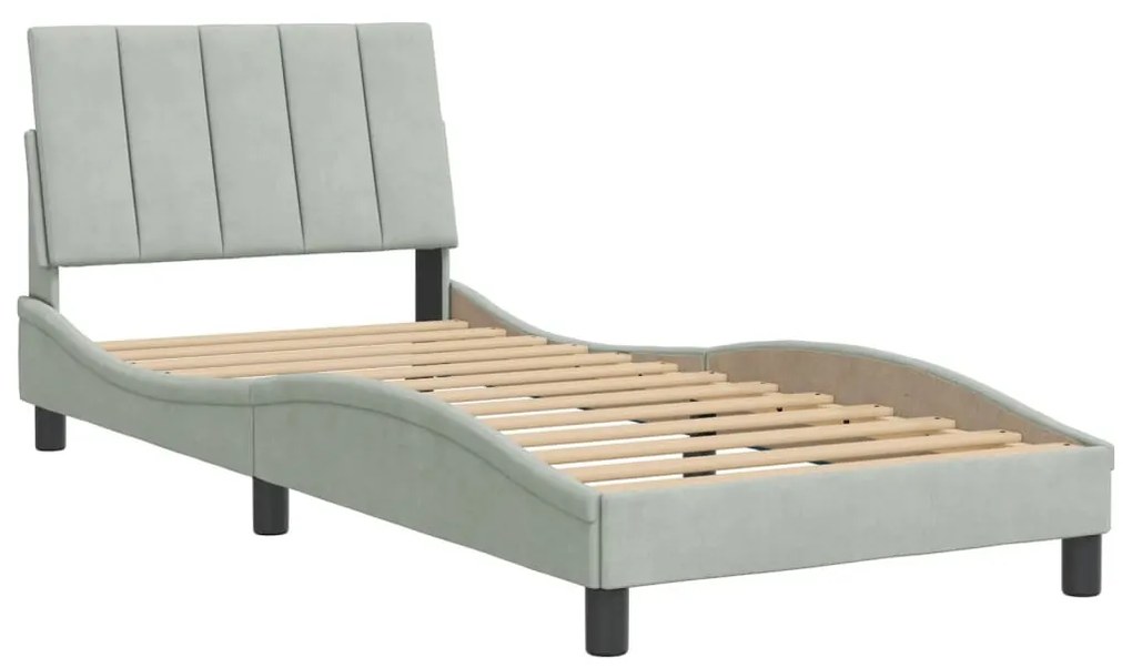 Estrutura de cama sem colchão 80x200 cm veludo cinzento-claro