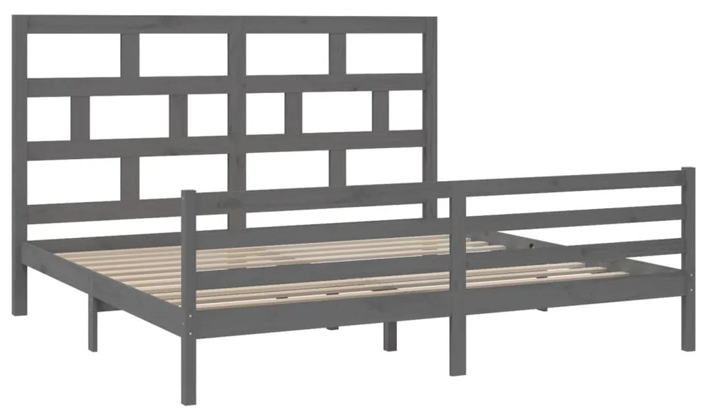 Estrutura de cama 200x200 cm madeira de pinho maciça cinzento