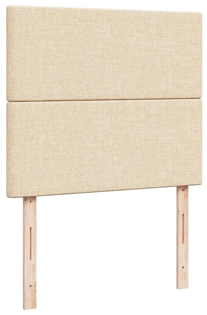 Cama box spring c/ colchão e LED 120x190 cm tecido cor creme