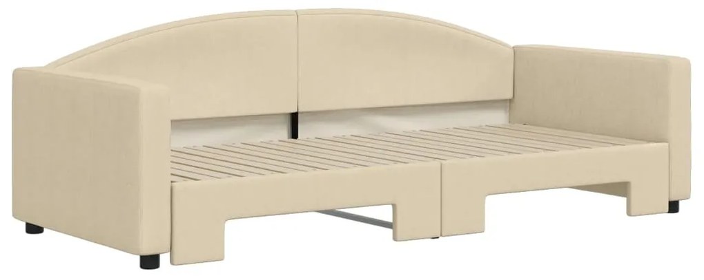 Sofá-cama com gavetão 90x200 cm tecido cor creme