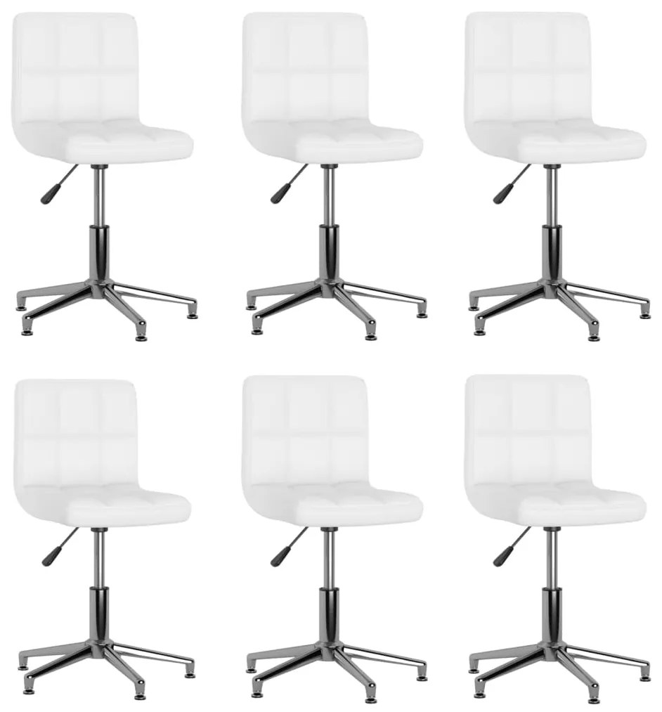 vidaXL Cadeiras de jantar giratórias 6 pcs couro artificial branco