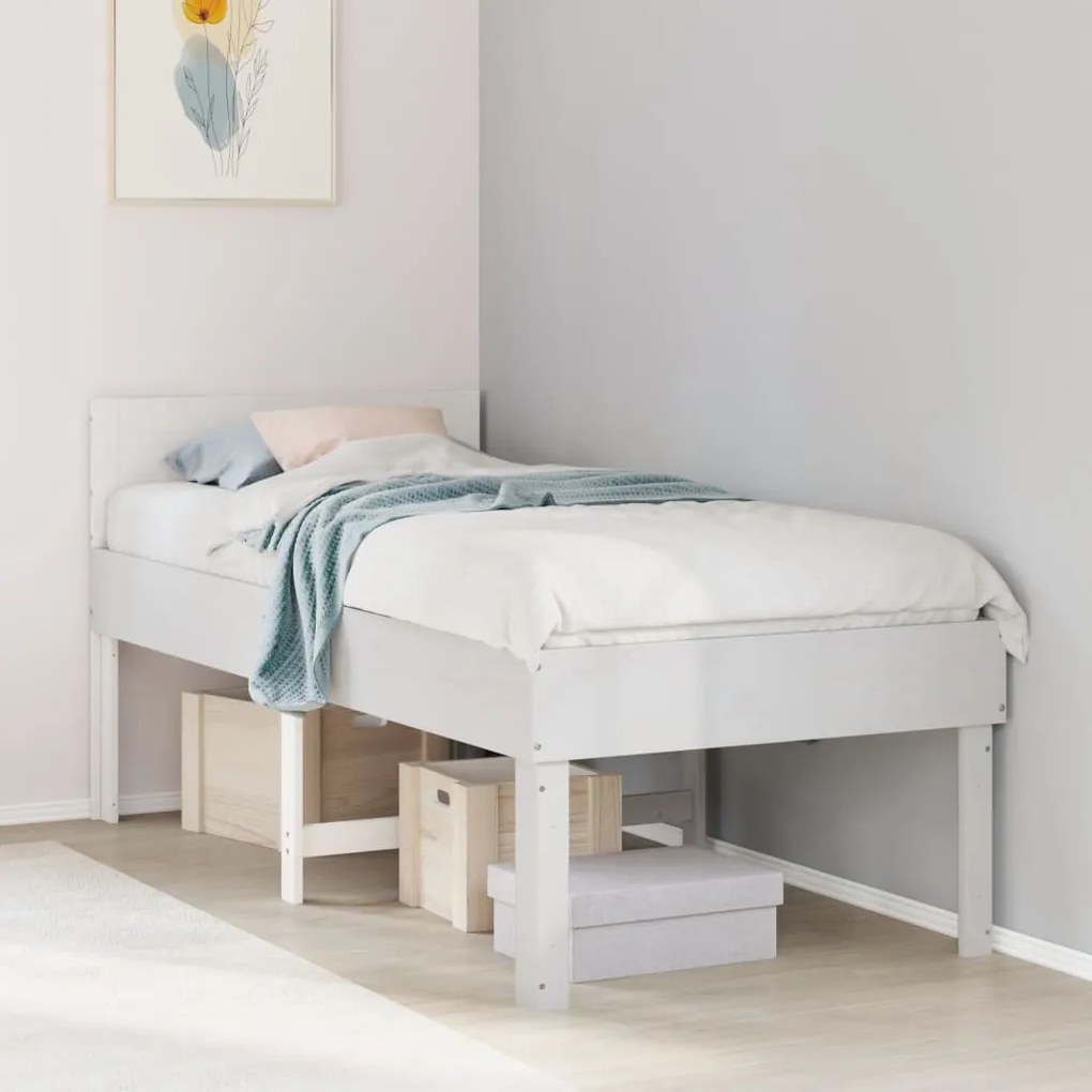 vidaXL Cama sem colchão 90x190 cm madeira de pinho maciça branco