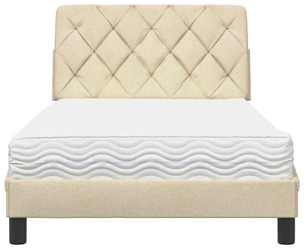 Cama com colchão 100x200 cm tecido cor creme