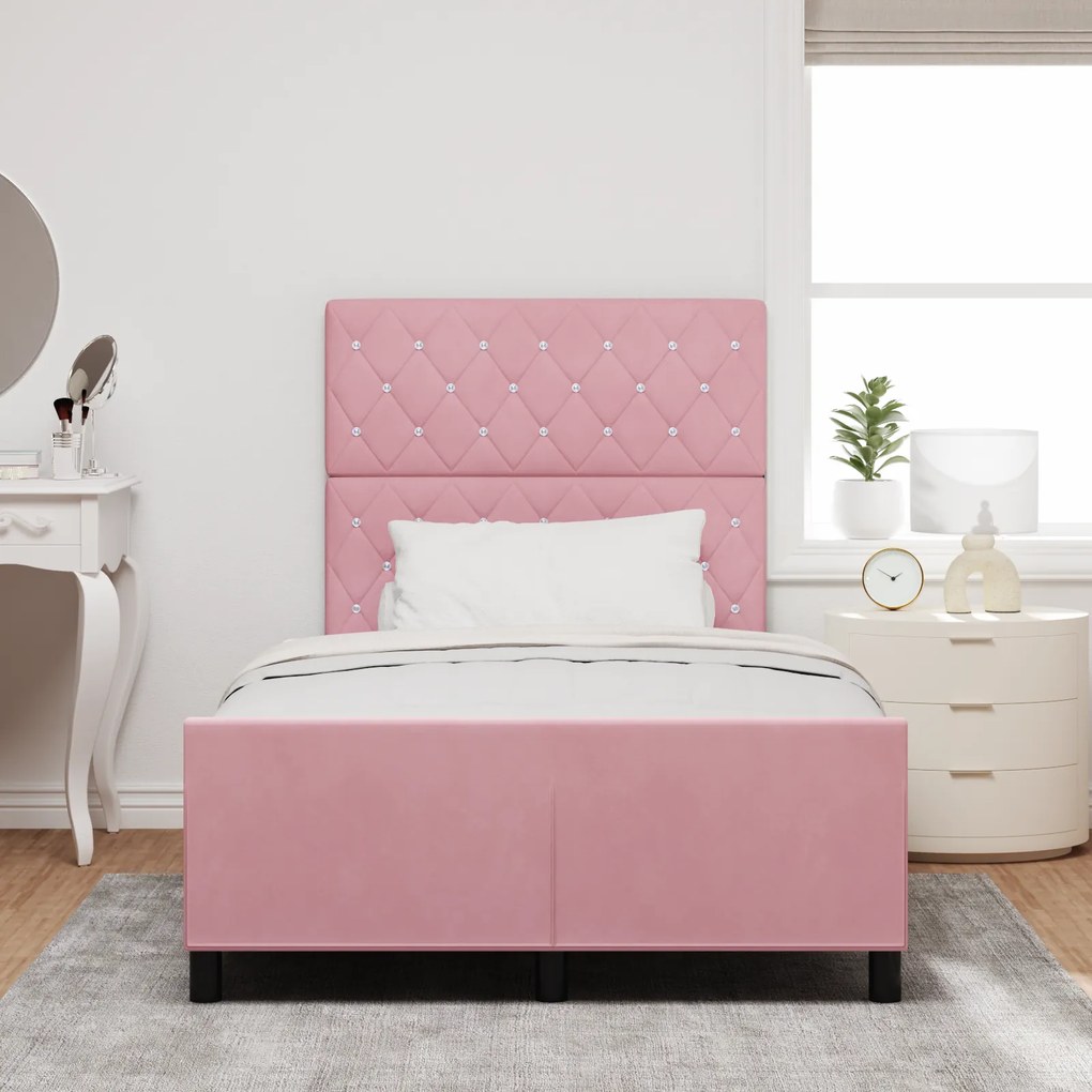 Cama vidaXL Rosa 120x190 cm Veludo