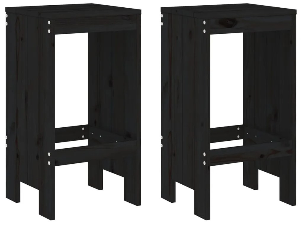 3 pcs conjunto de bar para jardim pinho maciço preto
