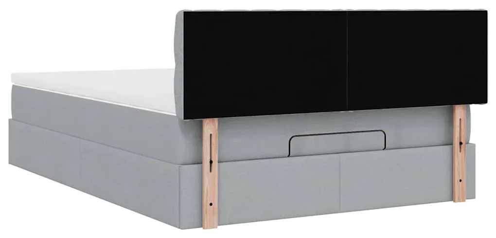 Cama otomana com colchão 140x190 cm tecido cinzento claro