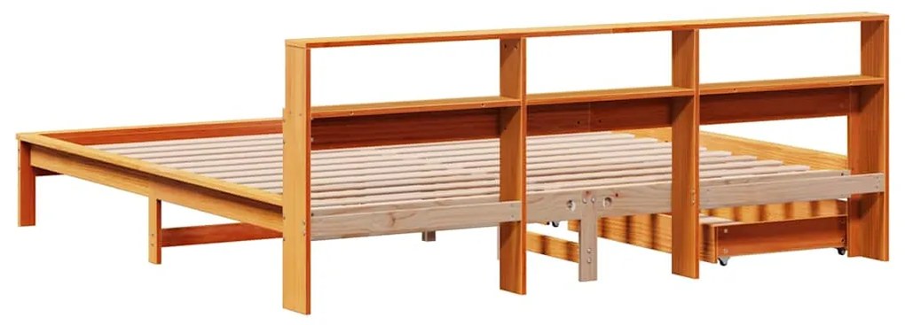 Cama com estante sem colchão 200x200 cm pinho maciço