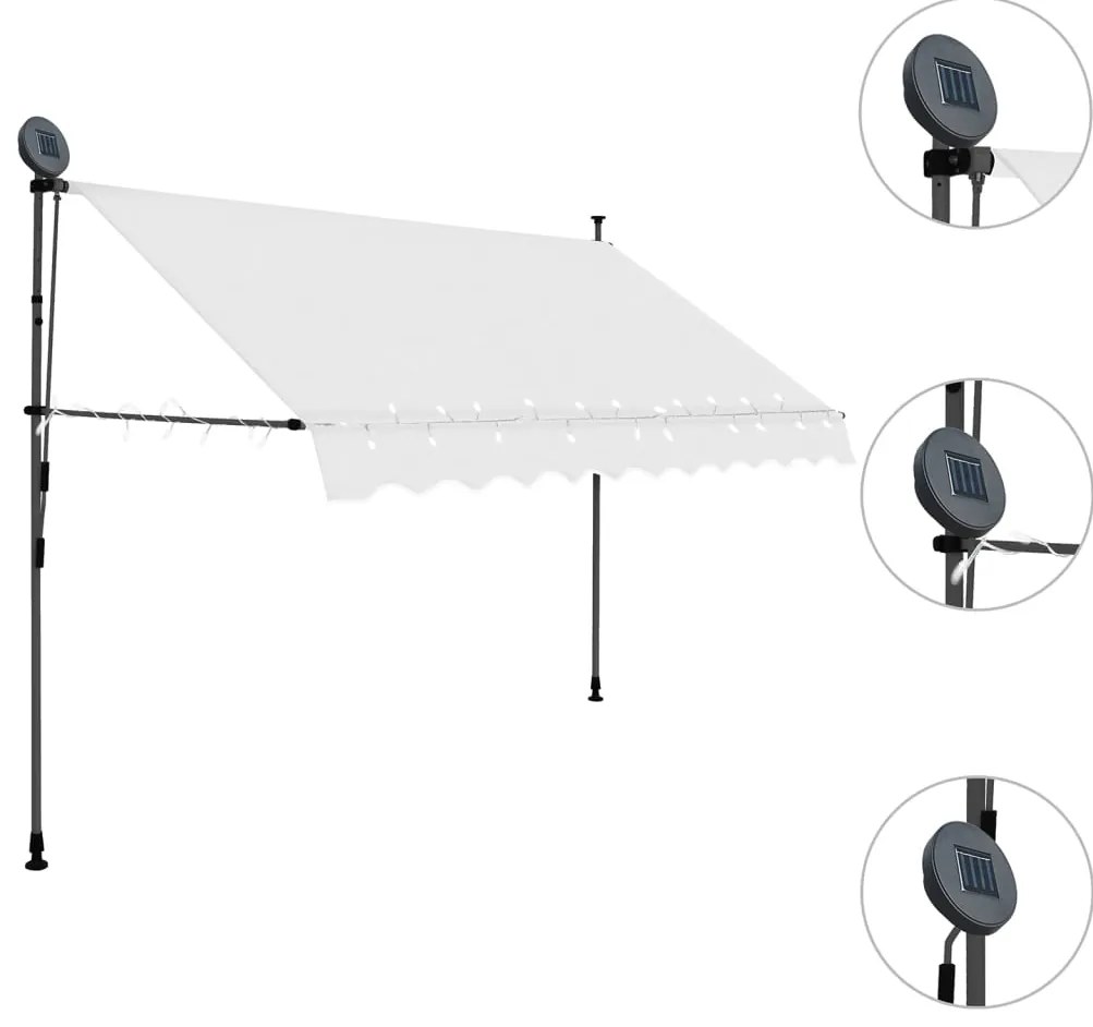 Toldo retrátil manual com LED 300 cm creme