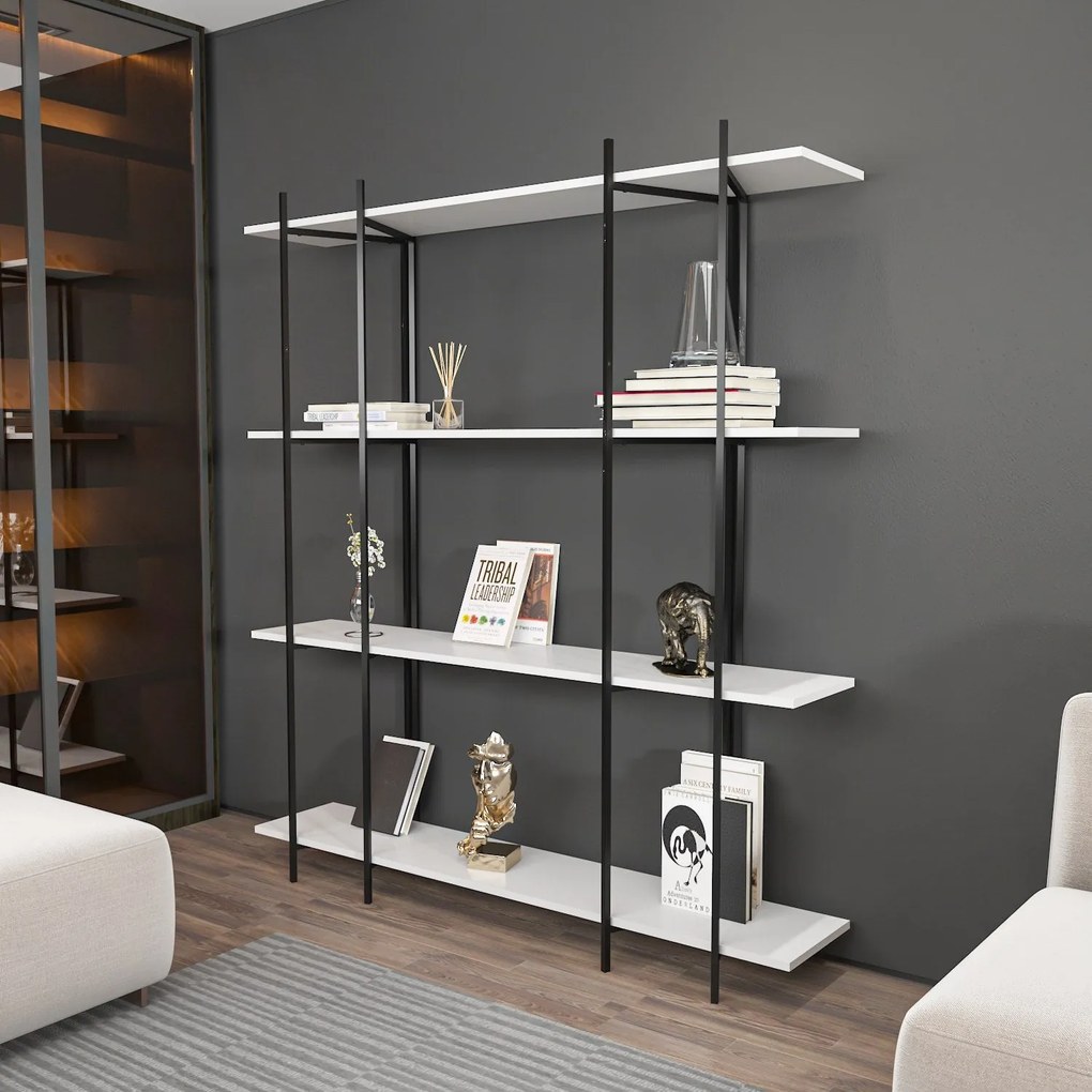 Estante Moss – Branco e Preto – 160x180x29,6 cm