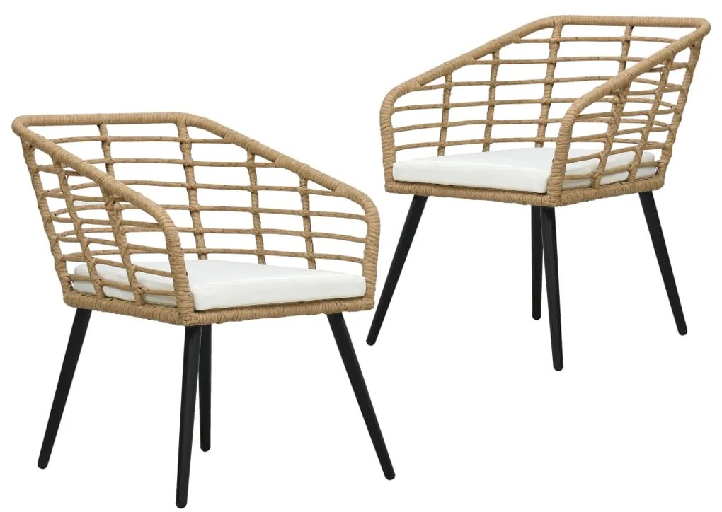 vidaXL Cadeiras de jardim com almofadões 2 pcs vime PE cor carvalho