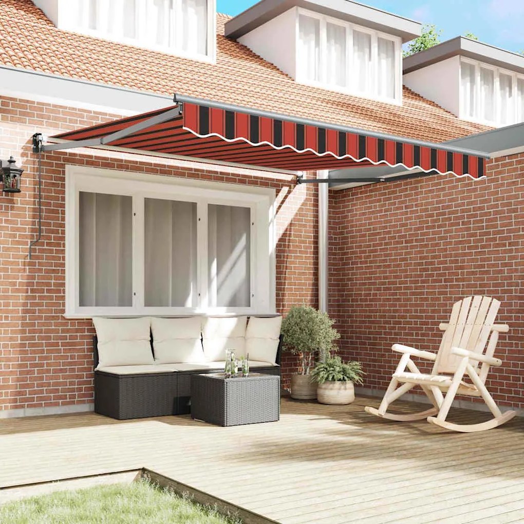 Toldo Retrátil Manual Laranja e Marrom 350x250 cm