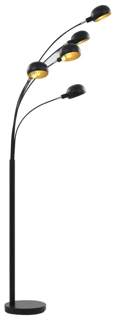 Candeeiro de pé alto 200 cm 5 x E14 preto e dourado