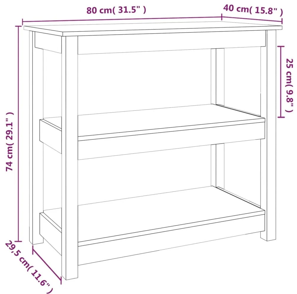 Mesa consola 80x40x74 cm madeira de pinho maciça cinzento