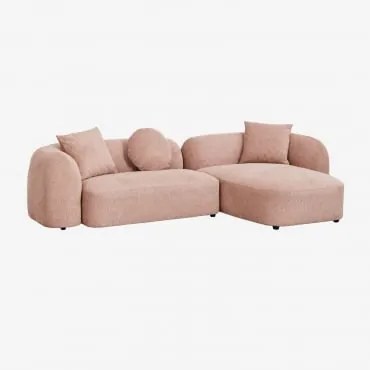 Sofá Modular Chaise Longue Direito De 2 Peças Em Coco Chenille Tecido Chenille Rosa Quartzo - Sklum