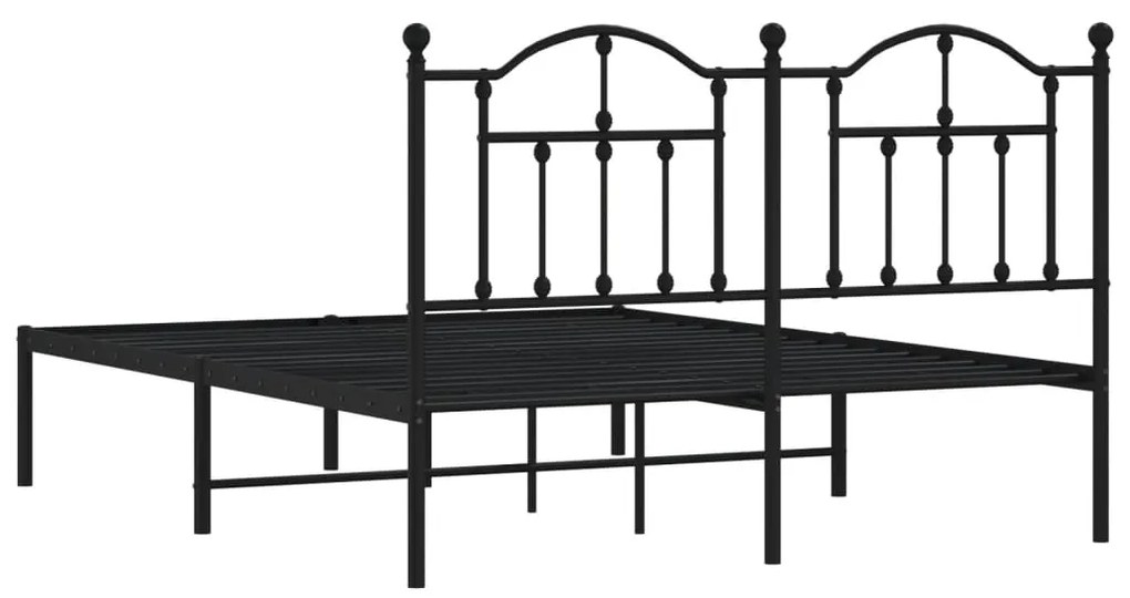 Estrutura de cama em metal com cabeceira 150x200 cm preto