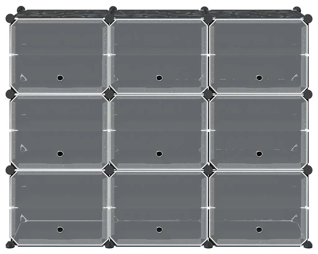 Organizador de arrumação com 9 cubos e portas PP preto