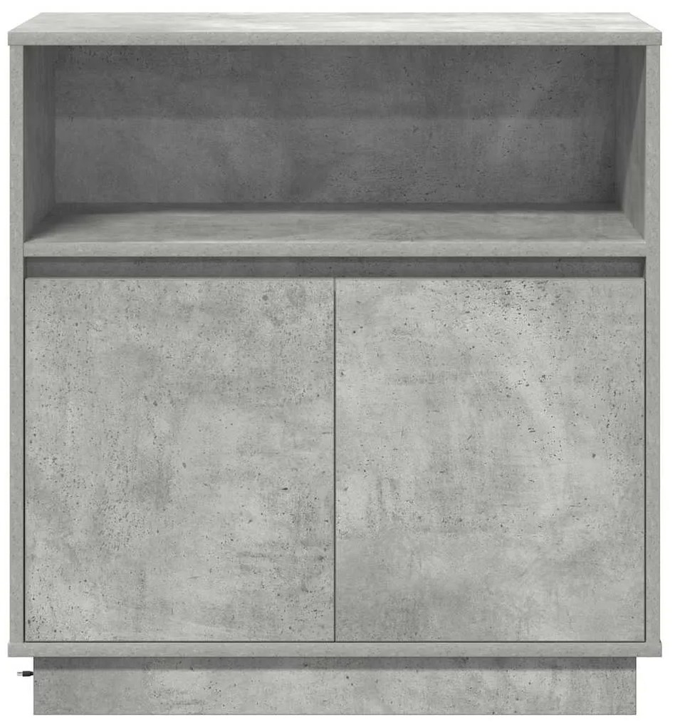 Aparador com LED Cinza Concreto 71x34,5x75 cm Madeira de Engenharia