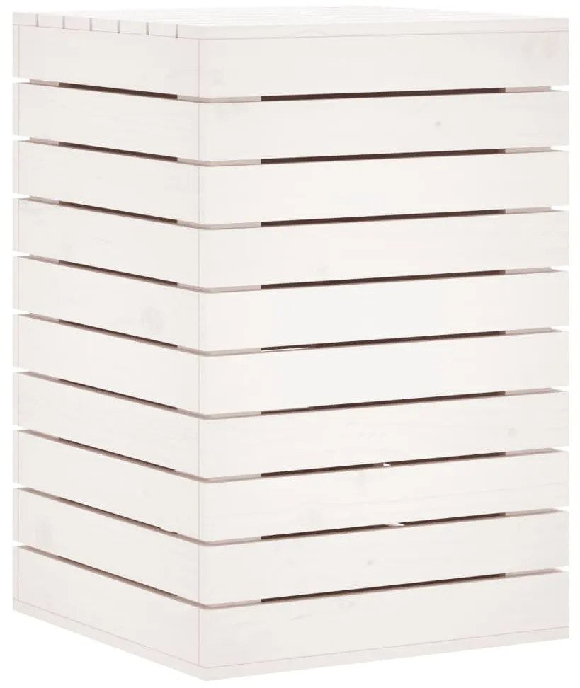 Cesto de roupa suja 44x44x66 cm madeira de pinho maciça branco