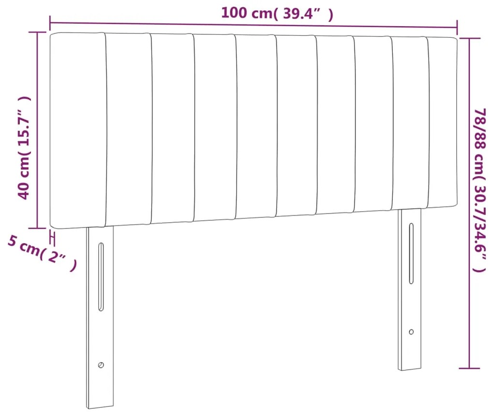 Cabeceira de cama c/ luzes LED tecido 100x5x78/88 cm preto