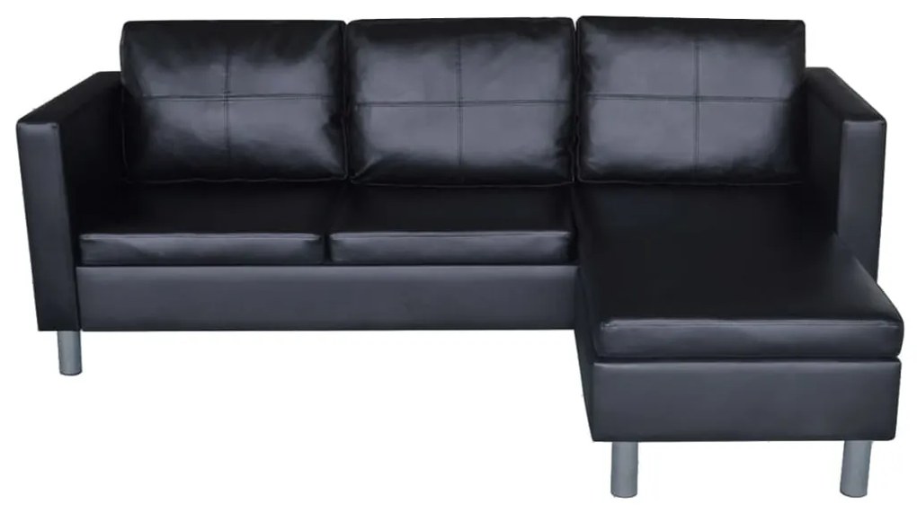 Sofá Paolo Chaise Longue -De 3 Lugares - Cor Preto - 188x122x77 cm - E