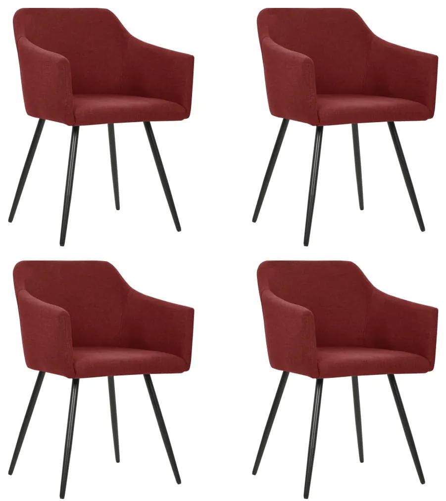 3065679 vidaXL Cadeiras de jantar 4 pcs tecido vermelho tinto