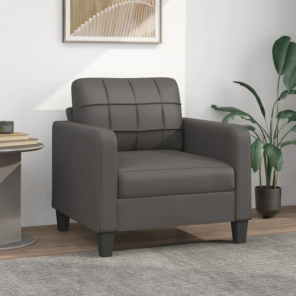 vidaXL Poltrona 60 cm couro artificial cinzento
