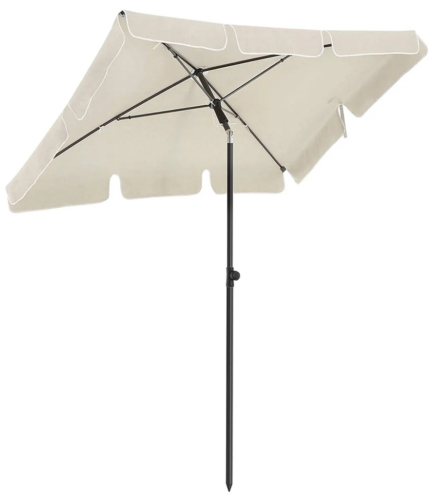 Guarda-sol retangular para varanda SONGMICS 2 x 1,25 m, proteção FPS 50+, proteção solar inclinável, cobertura revestida de PA, bolsa de transporte, terraço de jardim, base não incluída, bege GPU025M01