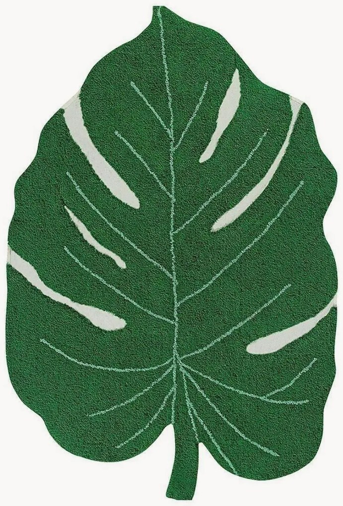 Tapete para crianças lavável tecido à mão com relevo Monstera