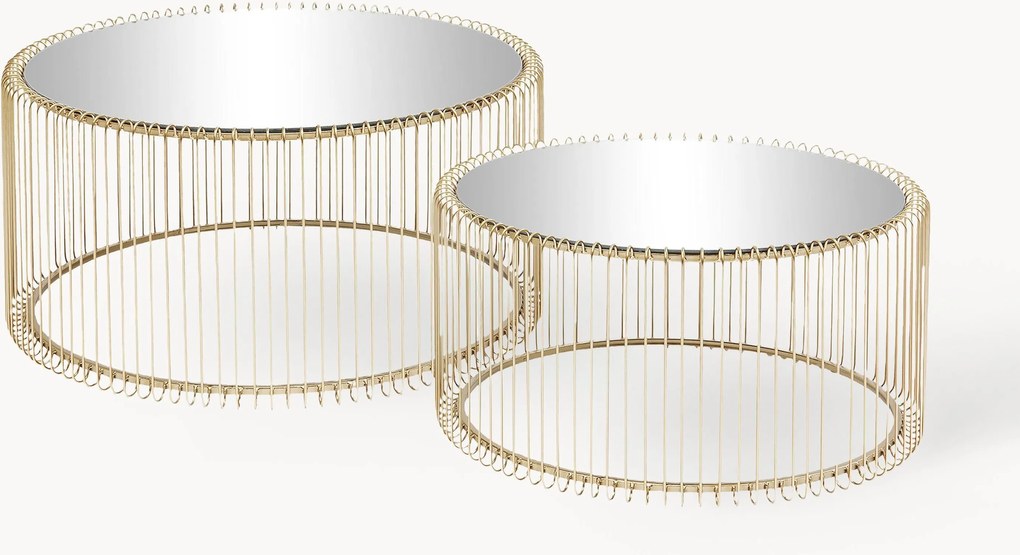 Mesas de centro com tampo de vidro Wire, conjunto de 2