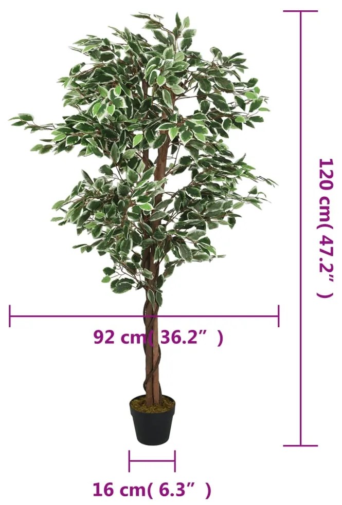 Figueira artificial 630 folhas 120 cm verde