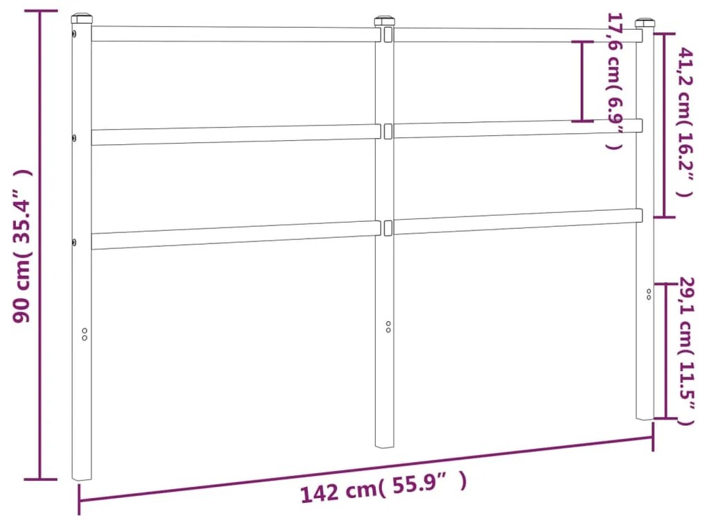 Cabeceira de cama 135 cm metal branco