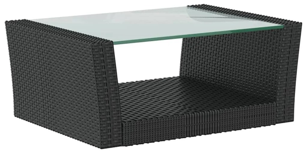 8 pcs conjunto lounge de jardim c/ almofadões vime PE preto