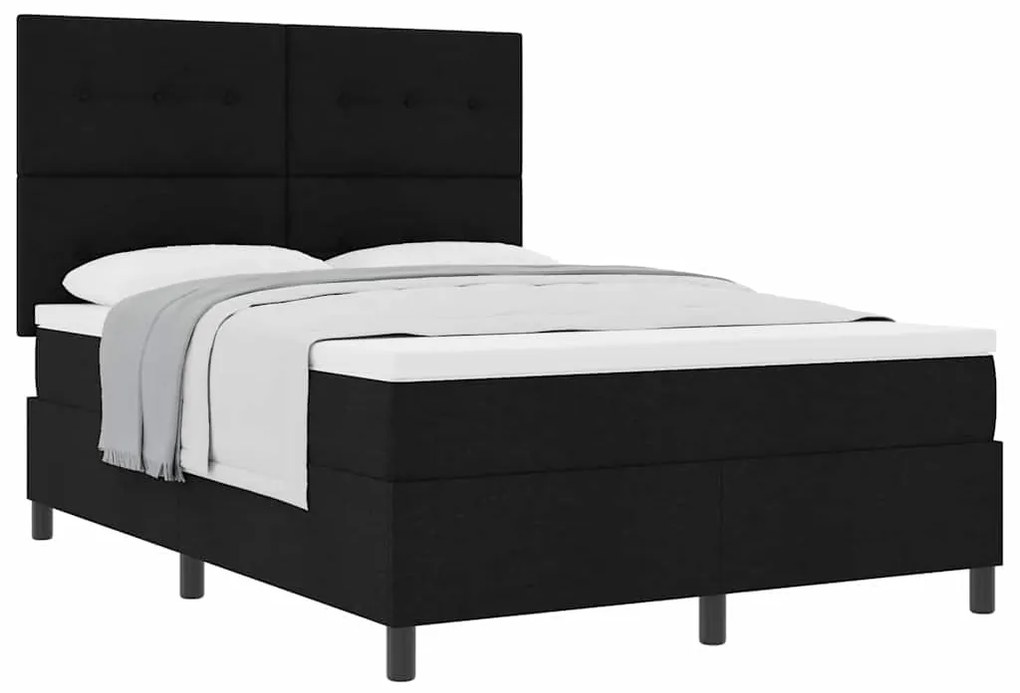 Cama Box com Colchão Preto 140x200 cm Tecido