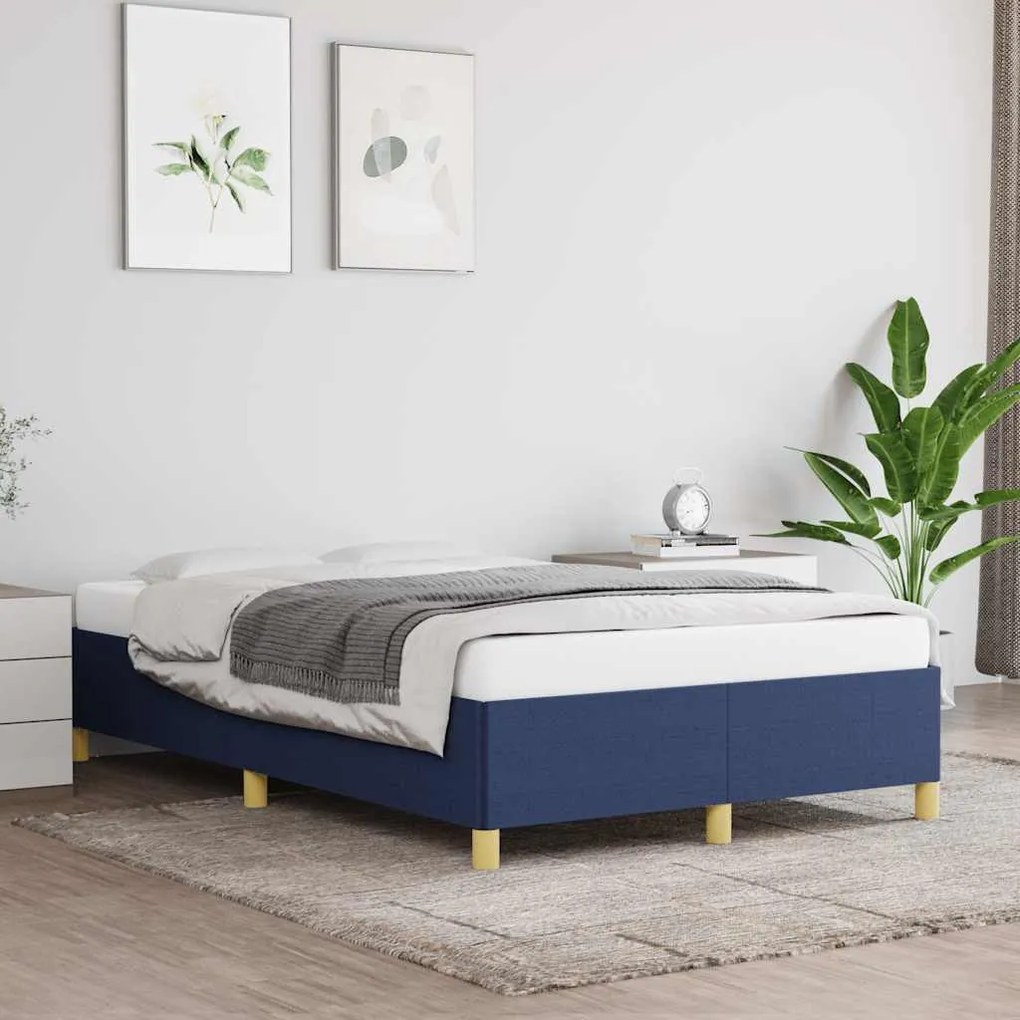 Estrutura de cama sem colchão 120x190 cm tecido azul