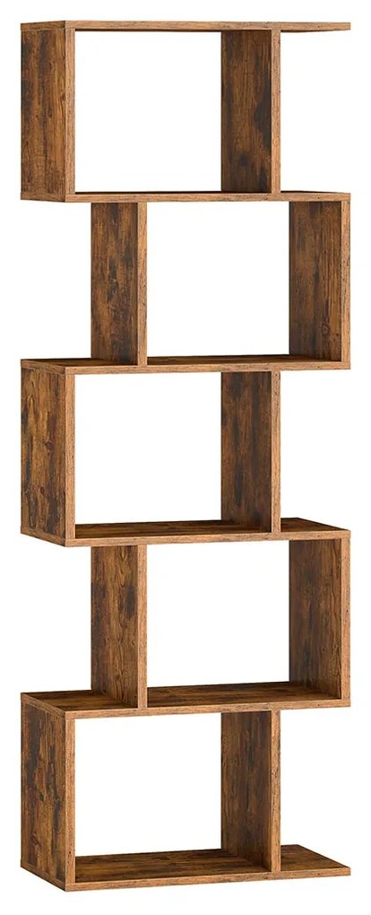 Estante com cinco prateleiras abertas 24 x 40 x 159 cm Castanho vintage