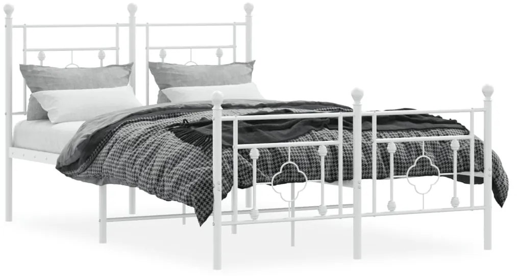 Estrutura de cama com cabeceira e pés 120x200 cm metal branco