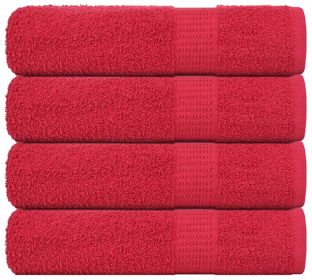 Toalhas de mãos 4 pcs 50x100 cm 360 gsm 100% algodão vermelho