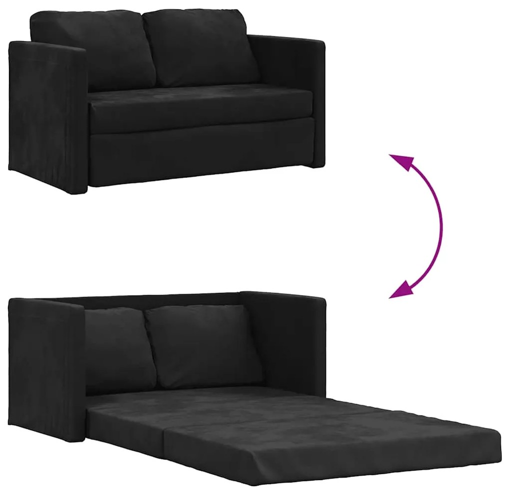 Sofá-cama sem pés 122x204x55 cm veludo preto