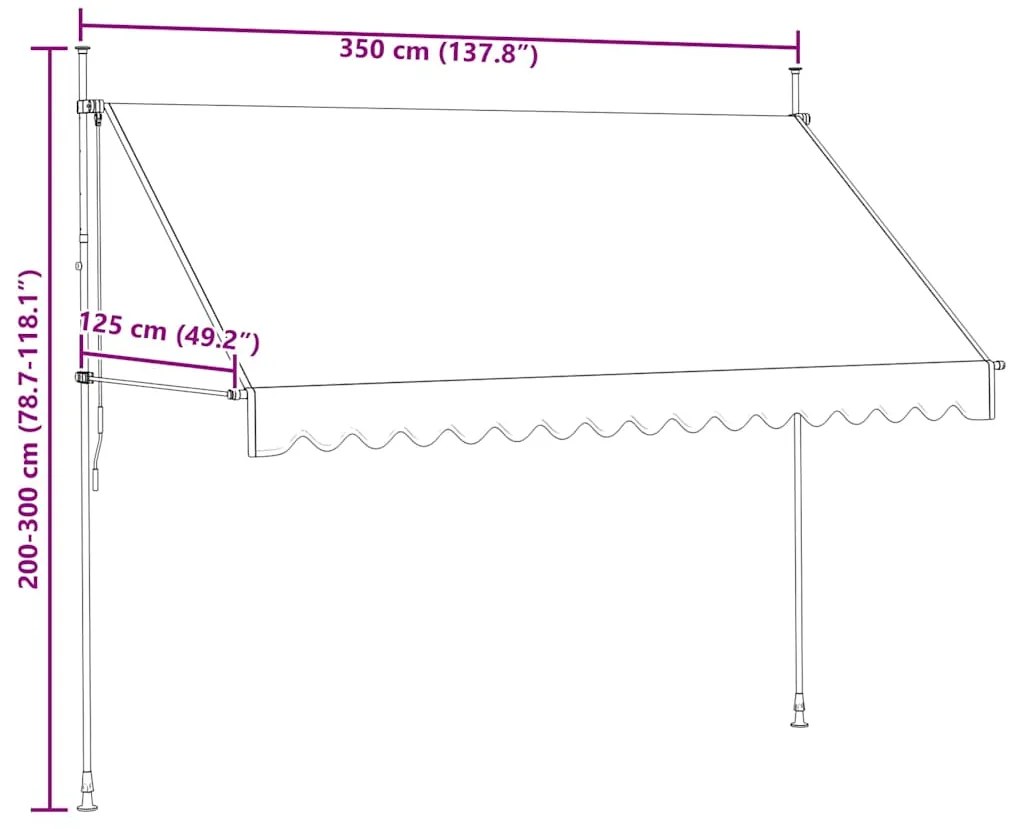 Toldo retrátil manual 350 cm laranja e castanho