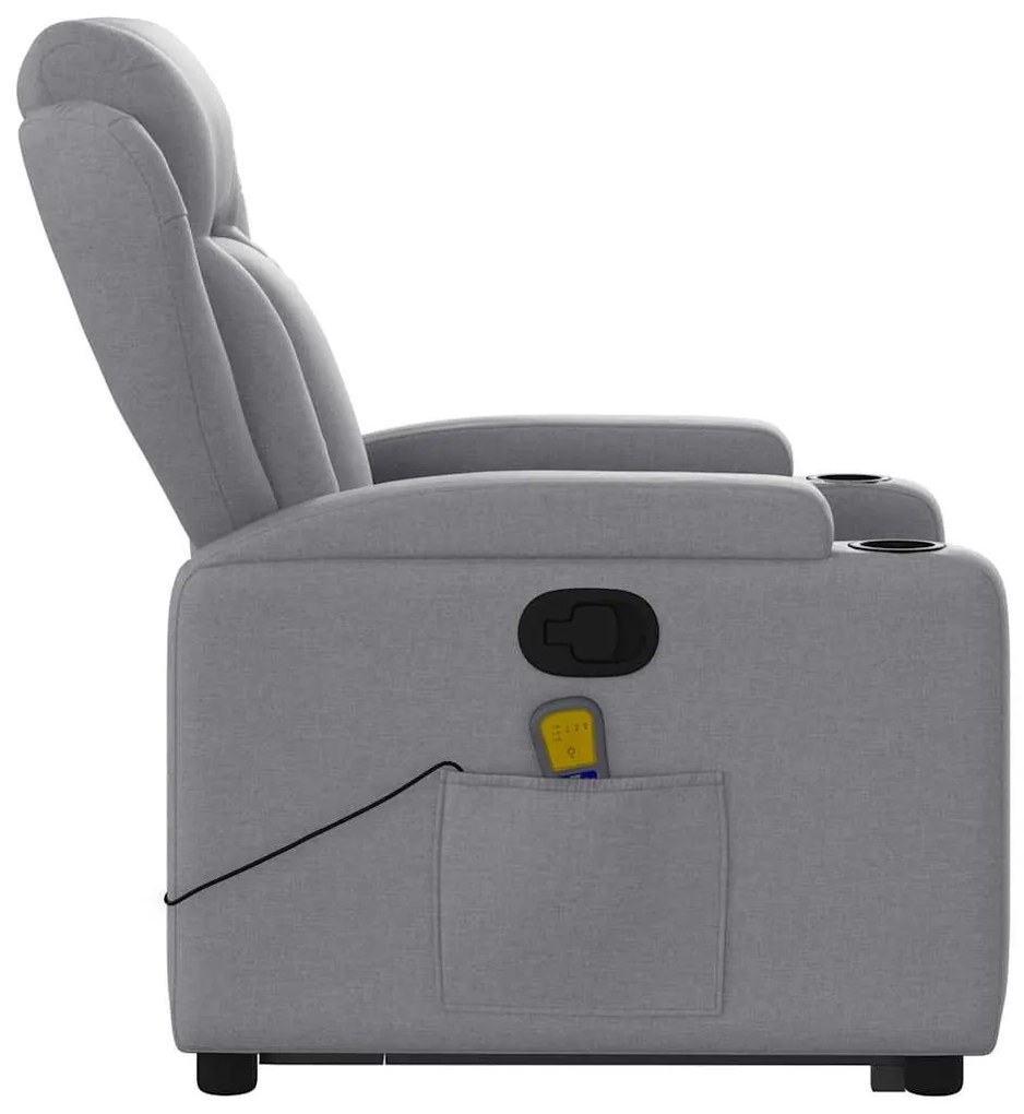 Poltrona reclinável massagens tecido cinzento-claro