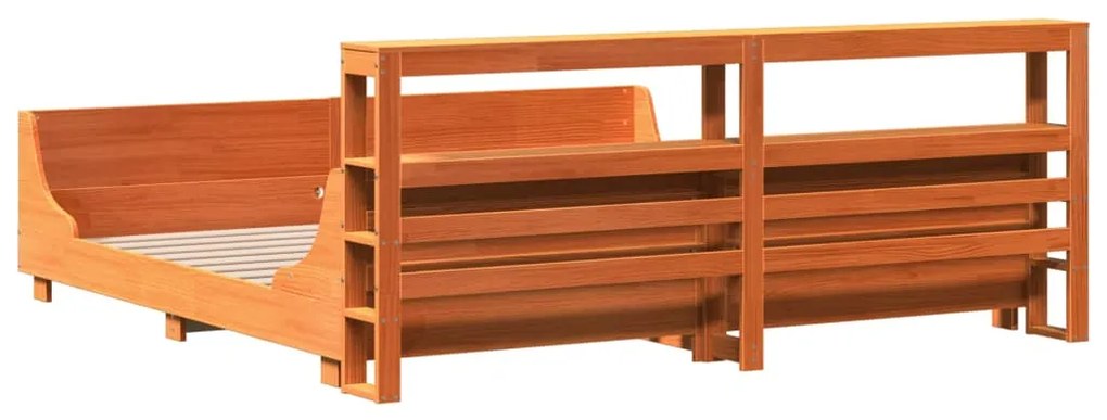 Cama sem colchão 200x200 cm pinho maciço castanho-mel