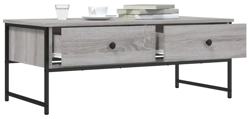 Mesa de centro 101x49x39,5 cm derivados madeira cinzento sonoma