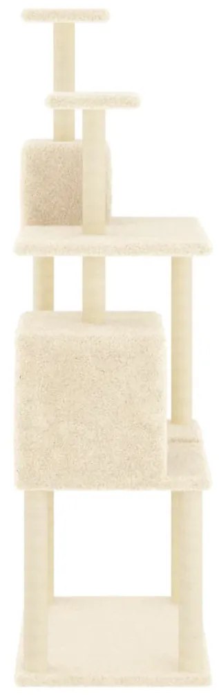 Árvore p/ gatos c/ postes arranhadores sisal 167 cm cor creme