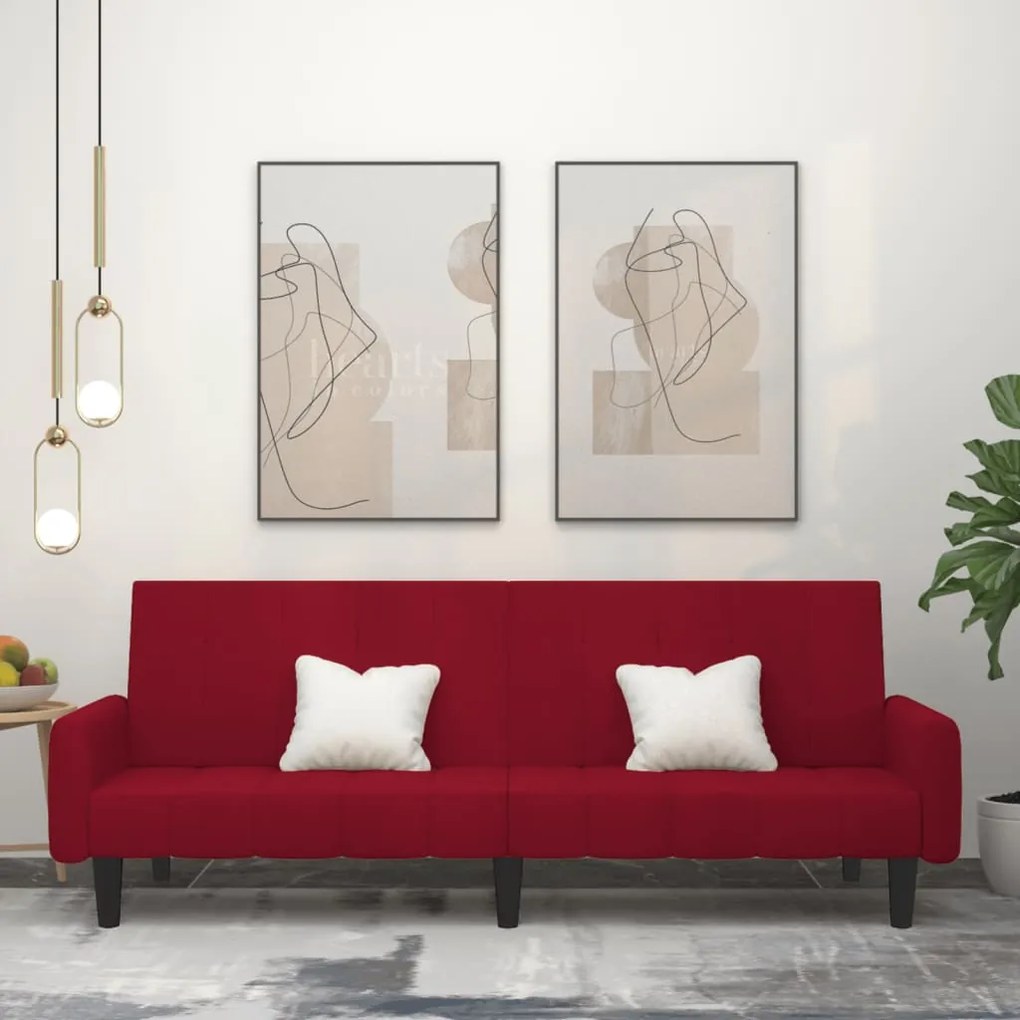 vidaXL Sofá-cama de 2 lugares veludo vermelho tinto