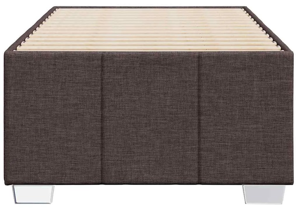 Estrutura de cama sem colchão 100x200 cm tecido castanho-escuro