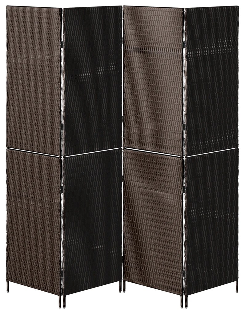 Divisor de Ambientes vidaXL 4 Painéis Dobrável Castanho 195x180 cm Pol