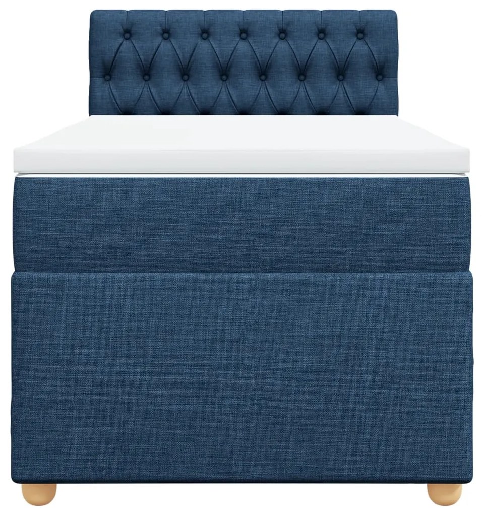 Cama com molas/colchão 90x200 cm tecido azul