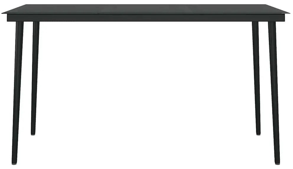 Conjunto de jantar jardim 5 peças almofadas vidro vime PE preto